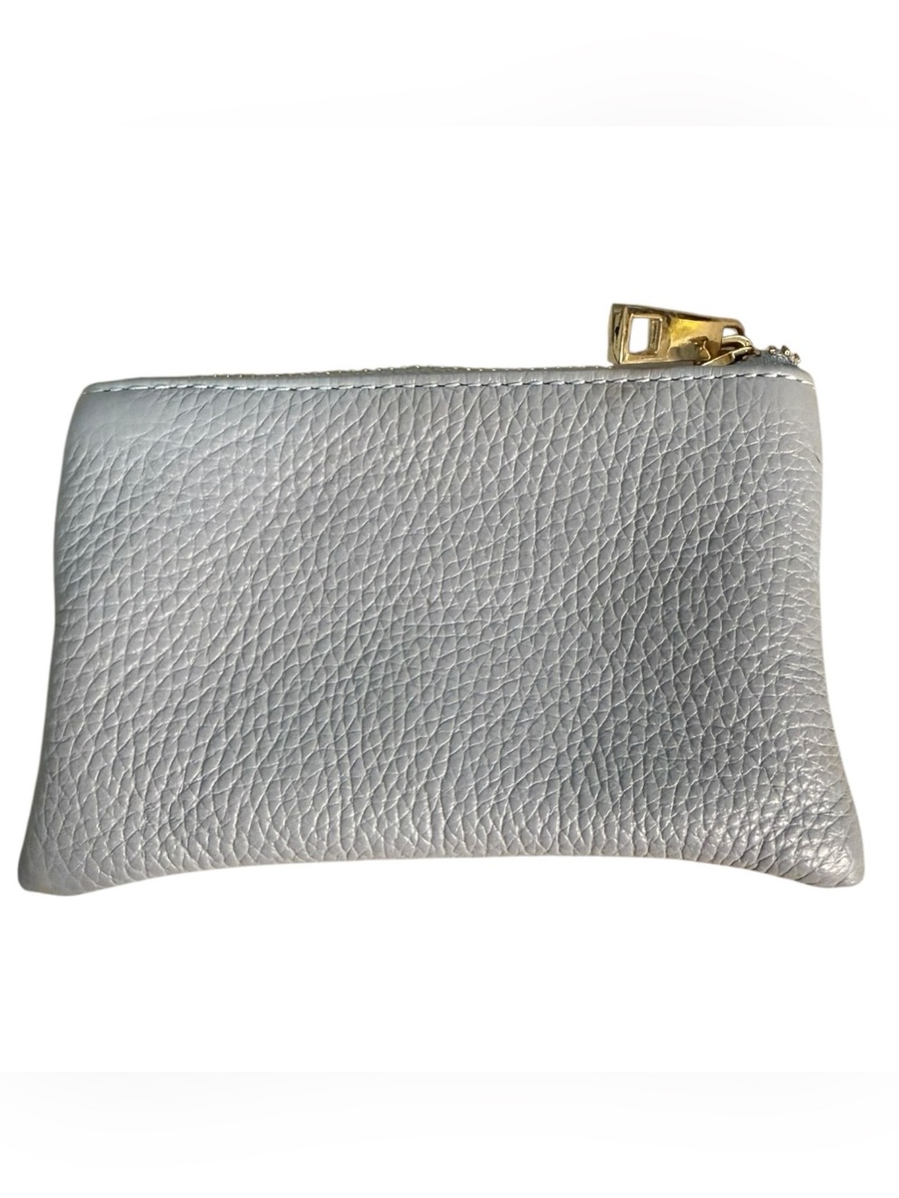 Italian Vera Pelle Genuine Leather Coin Purse Gray Zip Pouch Wallet Made Italy